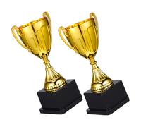 ELAYARD 2pcs Mini Gold Plastic Trophies with Black Square Base Lightweight Award Cups for Sports Competitions Classroom Rewards Corporate Achievements Shiny Elegant Finish