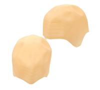 ELAYARD 2pcs Monk's Headgear Hairless Fake Skull Cap Bald Head for Halloween Role Play Parties Bald Cap for Women and Men Prank Headgear