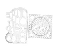 ELAYARD 2pcs Multifunctional Geometric Drawing Ruler Precision Measuring Tool for School Office Plastic Drafting Template for Accurate Measurements and Versatile Use