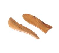 ELAYARD 2pcs Natural Wood Gua Sha Board Set, Scented Sandalwood Finger and Fish-Shaped Scraping Plates, Portable Wooden Scraping Tools for Facial and Body Skin Care