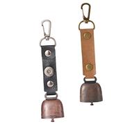 ELAYARD 2Pcs Outdoor Hanging Bell Pendant Vintage Bells with Hiking Buckles for Camping and Bear Warning Loud Sound Lost Accessories in Black and Caramel