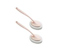 ELAYARD 2pcs Pink Bath Cleaning Brushes with Dual-Function Sponge Pads for Stain Removal and Home Bathroom Descaling