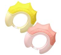 ELAYARD 2pcs Plastic Shower Hat for Kids with Adjustable Design and Crown Shape, Bathing Cap for Toddlers Protecting Eyes and Ears, Cute Lovely Appearance for Bath Time