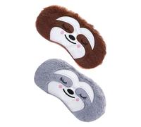 ELAYARD 2pcs Plush Animal Sleep Mask for Lightweight Soft Eye Cover with Blackout Eyeshade Portable Nap Blindfold for Home Travel Office Cute Gray Brown Monkey Design