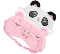 ELAYARD 2pcs Plush Cartoon Animal Sleeping Eye Masks Lightproof Eye Cover for Travel Sleep Shade Soft Supple Protective Covers