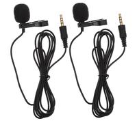 ELAYARD 2Pcs Portable Lapel Microphones Mic for Smartphone Laptop Lightweight Noise-reducing Wired Lavalier Microphone for Voice Recording and Live Streaming Black