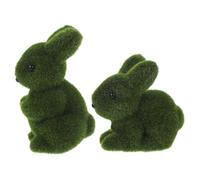 ELAYARD 2Pcs Realistic Flocking Bunny Crafts Indoor Outdoor Lawn Rabbit Sculpture Decor for Easter Adornment Home Garden Display