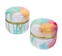 ELAYARD 2pcs Round Tea Tin Box Metal Tea-Leaf Box Small Storage for Tea Candy Afternoon