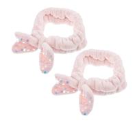 ELAYARD 2pcs Sequins Bow Headbands Hair Elastic Bands for Women Spa Shower Headdresses Comfortable Hair Wraps to Keep Dry During Face Washing and Makeup