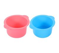 ELAYARD 2Pcs Silicone Wax Bowl High Temperature Resistant Wax Warmer Liner for Hair Removal Foldable Face Mask Bowl Capacity Pink and Blue Easy Demolding for Quick