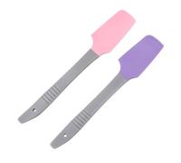 ELAYARD 2pcs Silicone Waxing Spatulas with Long Handle Reusable Non-stick Applicators for Home Salon Body Hair Removal Safe Material with Hanging Design Purple and Pink