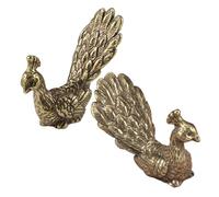 ELAYARD 2pcs Solid Brass Peacock Statue Ornament for Tea Pet Miniature Decorative Bird Sculpture for Home Office and Garden Vintage Style Desktop Symbolizing Fortune