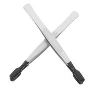 ELAYARD 2pcs Stainless Steel Flat Tip Tweezers with Silicone Coated Tips for Crafts Jewelry Beadwork and Eyelash Application Non Slip Precision Tool for Handling Stamps Coins and Delicate