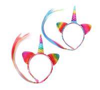 ELAYARD 2Pcs Unicorn Horn Headbands with Braided Hair Accessories for Adults Comfortable Magical Unicorn Design for Birthday Party Decorations Halloween Festival Hair Styling