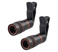 ELAYARD 2pcs Universal Clip-on Phone Camera Lens Set High-definition Macro and Telescope Lens for Smartphones Black Portable Mobile Camera for Travel and Concert Photography