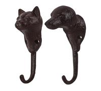 ELAYARD 2pcs Vintage Cast Iron Pet Dog Cat Wall Hooks Heavy Duty Decorative Animal Hooks for Towels Coats Bags Wall Mount in Rustic Style