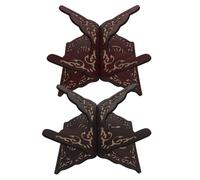 ELAYARD 2pcs Wooden Bible Book Holder Stand, Ornate Carved Sacred Scripture Display, Portable Black Red Engraved Reading Support for Church and Home Use