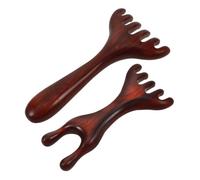 ELAYARD 2pcs Wooden Massage Combs for Scalp and Foot Handcrafted Sandalwood Gua Sha Tools with Six-Claw Design Portable Meridian Massager for Deep Tissue Relaxation Fatigue Relief and
