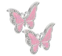 ELAYARD 2pcs Zinc Alloy Painted Butterfly Wardrobe Handles with Single Hole, Decorative Rhinestone Cabinet Pulls for Cupboard, Kitchen Drawer, and Furniture Hardware