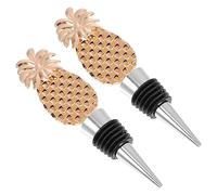 ELAYARD 2Pcs Zinc Alloy Pineapple Wine Bottle Stoppers Reusable Airtight Seal Decorative Wine Beverage Plugs with High Polished Surface and Bottle Decoration