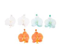 ELAYARD 3 Pairs Boho Floral Earrings Lightweight Butterfly Orchid Dangle Jewelry for Women Summer Beach Hawaiian Luau Party Accessory Green Orange White