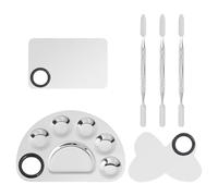 ELAYARD 3 Sets 6Pcs Stainless Steel Manicure Mixing Pallets Nail Art Polish Trays Small Rectangle Large Half-Moon Butterfly Shape for Professional Nail Display and Mixing