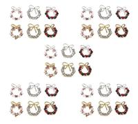 ELAYARD 30pcs Christmas Nail Charms Set Metal Bow and Wreath Rhinestones Alloy Pearl Studs Nail Decorations for Holiday Manicure and Festive Art Accessories