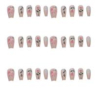 ELAYARD 30pcs Elegant Cat Eye Fake Nails Long Coffin Shape Press Nails for Women Reusable Stamping Plate Tool