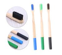 ELAYARD 3pcs Bamboo Toothbrushes Soft Bristles Biodegradable Round Handle Ergonomic Design for Adults Family Oral Care with Charcoal Bristles in Army Green Green Black Random Color
