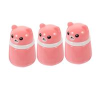 ELAYARD 3pcs Bear Shaped Makeup Powder Container Box with Puff Pink Pp Sponge Plastic Lid Even Powder Application Not Easily Deformed for Children and Adults