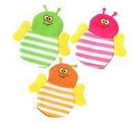 ELAYARD 3Pcs Cartoon Animal Bath Gloves for Washcloths Exfoliating Shower Mittens with Foaming Mesh in Green Yellow Red Soft Bath Sponge Scrubber