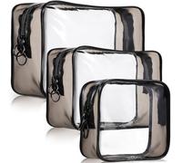 ELAYARD 3pcs Clear Travel Makeup Bags Portable Toiletry Organizers for Cosmetics Plastic Toiletry Containers for Business Trips Gym Camping Daily Use