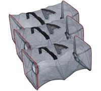 ELAYARD 3Pcs Collapsible Crawfish Trap Lobster Bait Net Portable Folding Fishing Cast Net for Outdoor Crabbing Shrimp Catching and Easy to Use Random Color