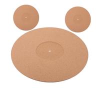 ELAYARD 3Pcs Cork Turntable Mat with Groove Vinyl Record Pad Anti-static Shock Protection for Phonograph Players Music Supplies Natural Color