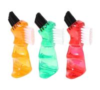 ELAYARD 3Pcs Creative Small Double Sided Portable Denture Brush Ergonomic Mini Cleaning Toothbrushes for Home Use Comfortable Grip and Durable Design in Red Orange Green