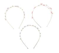 ELAYARD 3Pcs Double Row Rhinestone Headbands Floral Sparkly Hair Hoops Lightweight Comfortable Bridal Wedding Party Hair Accessories for Women