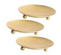 ELAYARD 3Pcs Gold Iron Geometric Candle Pedestal Base with Drip Plate Portable Decorative Candlestick Holders for Wedding Ceremony Home Restaurant and Party Centerpieces