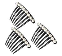 ELAYARD 3Pcs Large Non-Slip Pearl Hair Combs with Crystal Accents, Elegant Hairpin Set for Wedding, Bridal Headdress and Fashion Hair Accessories for Women and