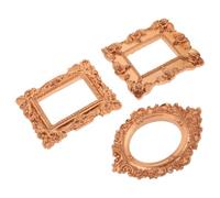 ELAYARD 3PCS Mini Resin Gold Picture Frames Vintage Baroque Style Small Antique Photo Display for Nail Art Photography Christmas Decor Tabletop Props