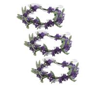 ELAYARD 3pcs Purple Lavender Flower Garland Headband Comfortable Bridal Hair Accessories for Weddings Beach Vacations Parties Floral Headdress Romantic Bohemian Crown