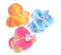 ELAYARD 3pcs Realistic Phalaenopsis Flower Hair Clips for Women Non-slip Butterfly Claw Clips Large for Thick Hair Elegant Fabric and Plastic Accessories for Weddings and Special Occasions