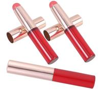 ELAYARD 3pcs Silicone Lip Brush Set Cap Red Handle Lipstick Applicator and Concealer Brush Portable Makeup Tool for Women Lip Balm and Gloss Application