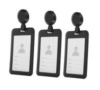ELAYARD 3pcs Sliding Plastic Badge Holder with Retractable Clip Lightweight Impact-Resistant Vertical Id Card Case for Office School Factory Use Easy Access Card Protector