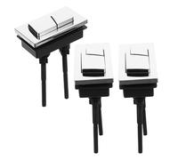 ELAYARD 3pcs Toilet Tank Dual Flush Button Replacement Silver Rectangular Plastic Push Flush Button Set for Bathroom Cisterns Compatible Toilet Push Spare Parts