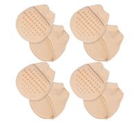 ELAYARD 4 Pairs Women’s Low-Cut Invisible Silicone Toe Cover Socks, Reusable Breathable Half Toe Forefoot Cushion Pads for High Heels and Flats, Nude Color