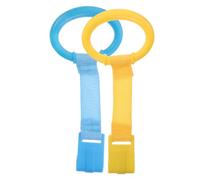 ELAYARD 4 pcs Bed Hanging Rings for Crib Smooth Rounded Edges Pull Rings for Walking Exercise Lightweight Portable Plastic Nylon Grasping Trainer for Standing Development