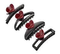 ELAYARD 4 Pcs Heart Claw Hair Clips Set for Women Black and Red Large Jaw Clips Hollow and Solid Designs Suitable for Thin and Long Hair for Daily and Party Use