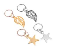 ELAYARD 40pcs Nail Art Pendants Dreadlock Hair Rings DIY Hairpiece Decor Gold Silver Star Leaf Charms for Nail Hair Accessories Crafting