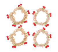 ELAYARD 4pcs Artificial Crystal Elastic Hair Ties with Sparkling Rhinestone Accents Lightweight Cherry Charms for Effortless Hair Management Elegant Shiny Ponytail Holders Random Color