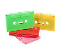 ELAYARD 4pcs Blank Cassette Tapes Diy Vintage Blank Audio Cassette Tape Set with Hard Case for Retro Wall Decoration Home Party Craft Kits (red, Pink, Light Green, Yellow